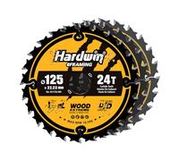 HARDWIN 3 hojas de sierra TCT de 125 mm para amoladora angular, 24 dientes, hoja de sierra circular profesional para madera, aglomerado y MDF, 125 x 22,23 mm, corte rápido, máx. 10.500 rpm