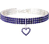Hardy Collar de Perro Collar for Perro con Brillantes Diamantes de imitación y corazón de Cristal, Ajustable, Elegante, for Perros pequeños, medianos y Grandes, Gatos y Mascotas.(Blue,M)