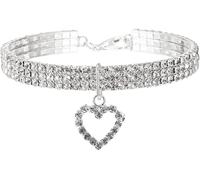 Hardy Collar de Perro Collar for Perro con Brillantes Diamantes de imitación y corazón de Cristal, Ajustable, Elegante, for Perros pequeños, medianos y Grandes, Gatos y Mascotas.(White,S)