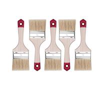 HARDY WORKING TOOLS: juego de 5 pinceles planos de 75 mm serie 40. Cerdas naturales y fibras sintéticas con mango de madera, ideales para barnizar y trabajos de pintura detallados, 5 unidades.