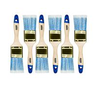 HARDY WORKING TOOLS - Juego de 6 Brochas Planas 50 mm Serie 42, Brocha para Lasur en Madera y Barniz para Metal - Cerdas Sintéticas Claras