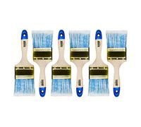 Hardy Working Tools - Juego de 6 Brochas Planas 75 mm Serie 42, Brocha para Lasur en Madera y Barniz para Metal - Cerdas Sintéticas Claras