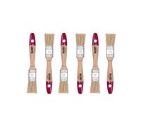 Hardy Working Tools Juego de 6 Pinceles Planos de 25 mm Serie 36 con cerdas Naturales claras. Kit de Pintor con Mango de Madera, Ideal para barnizar y Realizar Trabajos de Pintura Profesional.
