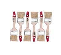 Hardy Working Tools Juego de 6 pinceles planos de 50 mm serie 36 con cerdas naturales claras. Kit de pintor con mango de madera, ideal para barnizar y realizar trabajos de pintura profesional.