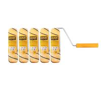 Hardy Working Tools - Kit Rodillo de Pintura 6 Piezas: 5 Fundas Anchas de 25 cm + Mango, Fibras de Poliéster Hardstar 13 mm Ø48 mm, DuoSystem Deslizamiento fluido, Para Paredes y Techos - Acabado Liso