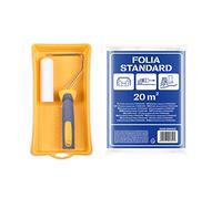 HARDY WORKING TOOLS Kits de herramientas de pintura, 2 piezas Rodillos de pintura, Cubeta e 10 piezas Rodillo antigota poliacrílico, Altura del pelo 7mm, Eslora 11cm, Diámetro 35mm, Blanco y amarillo