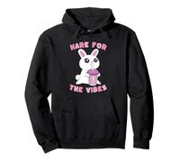 Hare For The Vibes Boba Tea Rabbit Kawaii Lindo Divertido Sudadera con Capucha