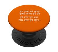 Hare Krishna Maha-Mantra Art: Texto Espiritual en Hindi sánscrito PopSockets PopGrip Adhesivo
