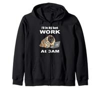 Haré mi Mejor Trabajo a Las 3 de la mañana, Divertido portátil Night Owl Black Cat Sudadera con Capucha