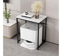 HARELA Armario de Almacenamiento Al Vacío Robot, Gabinete de Soporte para Aspiradora Robot, para Barrer, Mesa Auxiliar, Mesita de Noche(Black A,55x53cm/21.7x20.9in)