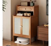 HARELA Armario de Almacenamiento Al Vacío Robot, Gabinete Oculto de Bambú para Aspiradora, para Barrer, Mesa Auxiliar, Mesita de Noche(Brown)