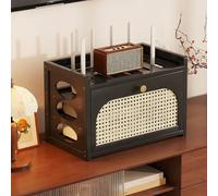 HARELA Armario de Almacenamiento para Router WiFi, Caja de Almacenamiento para Router módem de pie, Caja de Almacenamiento para Router inalámbrico WiFi para Oficina y hogar(Black,15.9x7.9x11in)