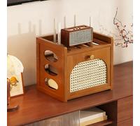 HARELA Armario de Almacenamiento para Router WiFi, Caja de Almacenamiento para Router módem de pie, Caja de Almacenamiento para Router inalámbrico WiFi para Oficina y hogar(Brown,12x7.9x11in)