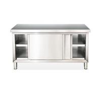 HARELA Armario de Trabajo con Puertas correderas, Mesa de Trabajo de Acero Inoxidable con Armario, Mesa de Acero Inoxidable, para Guardar Objetos en cocinas, hoteles(80x60x80cm)