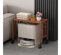 HARELA Armario Multiusos Estante De Almacenamiento, Marco de Bambú Armario de Almacenamiento para Aspiradora Robot con Estante Ajustable para Sala de Estar Dormitorio(50x38x53cm/19.7x15x20.9in)