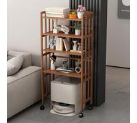 HARELA Armario Multiusos Estante De Almacenamiento, Marco de Bambú Armario de Almacenamiento para Aspiradora Robot con Estante Ajustable para Sala de Estar Dormitorio(70x38x158cm/27.6x15x62.2in)