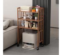 HARELA Armario Multiusos Estante De Almacenamiento, Marco de Bambú Armario de Almacenamiento para Aspiradora Robot con Estante Ajustable para Sala de Estar Dormitorio(60x38x123cm/23.6x15x48.4in)