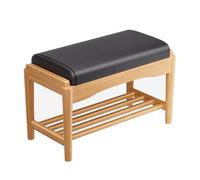 HARELA Banco de Almacenamiento de Zapatos de Madera Maciza para Entrada, Banco para Entrada con Espacio para Guardar Zapatos, para Entrada, Dormitorio, Pasillo, Sala de Estar(Black,60cm/23.6in)