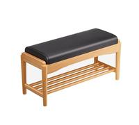 HARELA Banco de Almacenamiento de Zapatos de Madera Maciza para Entrada, Banco para Entrada con Espacio para Guardar Zapatos, para Entrada, Dormitorio, Pasillo, Sala de Estar(Black,80cm/31.5in)