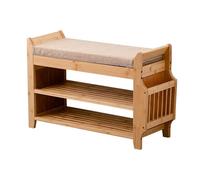 HARELA Banco De Zapatos con Cajón Acolchado, Elegante y Funcional Banco de Almacenamiento de Zapatos, Estante de Almacenamiento para Entrada, Pasillo, baño, Sala de Estar(Wood,60cm/23.6in)