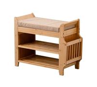 HARELA Banco De Zapatos con Cajón Acolchado, Elegante y Funcional Banco de Almacenamiento de Zapatos, Estante de Almacenamiento para Entrada, Pasillo, baño, Sala de Estar(Wood,80cm/31.5in)