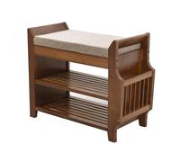 HARELA Banco De Zapatos con Cajón Acolchado, Elegante y Funcional Banco de Almacenamiento de Zapatos, Estante de Almacenamiento para Entrada, Pasillo, baño, Sala de Estar(Walnut,60cm/23.6in)