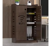 HARELA Caja Oculta para Router WiFi, Gabinete de Almacenamiento Multimedia para el hogar, Caja de Almacenamiento para Router módem de pie, Laterales ahuecados(Brown,50x80x25cm)