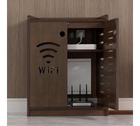 HARELA Caja Oculta para Router WiFi, Gabinete de Almacenamiento Multimedia para el hogar, Caja de Almacenamiento para Router módem de pie, Laterales ahuecados(Brown,50x60x25cm)