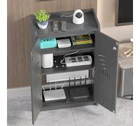 HARELA Caja Oculta para Router WiFi, Gabinete de Almacenamiento Multimedia para el hogar, Caja de Almacenamiento para Router módem de pie, Laterales ahuecados(Grey,50x80x25cm)