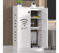 HARELA Caja Oculta para Router WiFi, Gabinete de Almacenamiento Multimedia para el hogar, Caja de Almacenamiento para Router módem de pie, Laterales ahuecados(White,50x80x25cm)