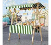 HARELA Carrito de Comida callejera de Madera, Genérico Puesto De Mercado con Toldo, Puestos Plegables for ferias de artesanías, mercados callejeros y ferias de artesanía(Green A,120cm/47.2in)