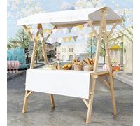 HARELA Carrito de Comida callejera de Madera, Genérico Puesto De Mercado con Toldo, Puestos Plegables for ferias de artesanías, mercados callejeros y ferias de artesanía(White,150cm/59in)