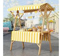 HARELA Carrito de Comida callejera de Madera, Genérico Puesto De Mercado con Toldo, Puestos Plegables for ferias de artesanías, mercados callejeros y ferias de artesanía(Yellow A,150cm/59in)