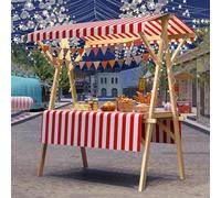 HARELA Carrito de Comida callejera de Madera, Genérico Puesto De Mercado con Toldo, Puestos Plegables for ferias de artesanías, mercados callejeros y ferias de artesanía(Red A,120cm/47.2in)