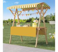 HARELA Carrito de Comida Callejera de Madera, Genérico Puesto de Mercado con toldo, Puestos Plegables for ferias de artesanías, para Puestos Callejeros, Ferias De Artesanía(Yellow B,150cm/59in)