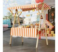 HARELA Carrito de Comida callejera de Madera, Genérico Puesto De Mercado con Toldo, Puestos Plegables for ferias de artesanías, mercados callejeros y ferias de artesanía(Orange A,120cm/47.2in)