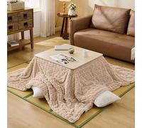 HARELA con Calentador Y Manta, Mesa De Tatami Caliente, Mesa Calefactora Japonesa Kotatsu, Mesa de Centro de Invierno para Salón Cocina Dormitorio Oficina Balcón(Beige,80x80cm/31.5x31.5in)