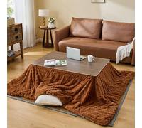 HARELA con Calentador Y Manta, Mesa De Tatami Caliente, Mesa Calefactora Japonesa Kotatsu, Mesa de Centro de Invierno para Salón Cocina Dormitorio Oficina Balcón(Brown,120x80cm/47.2x31.5in)
