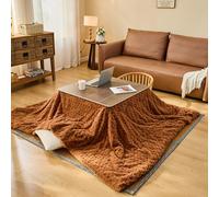HARELA con Calentador Y Manta, Mesa De Tatami Caliente, Mesa Calefactora Japonesa Kotatsu, Mesa de Centro de Invierno para Salón Cocina Dormitorio Oficina Balcón(Brown,80x80cm/31.5x31.5in)