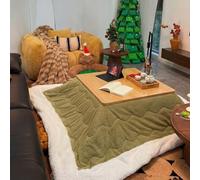 HARELA con Calentador Y Manta Mesa De Tatami Caliente, Mesas Calefactora Japonesa Kotatsu, Mesa de Calefacción Interior Invierno para Salón Balcón Cocina(Green,75x75cm/29.5x29.5in)