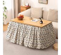 HARELA Conjunto de Mesa Kotatsu Japonesa con Calefactor y Manta, Mesa calefactora Plegable de bambú, Escritorio con calefacción Estilo japonés para Sala(Light Brown,120cm/47.2in)