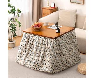 HARELA Conjunto de Mesa Kotatsu Japonesa con Calefactor y Manta, Mesa calefactora Plegable de bambú, Escritorio con calefacción Estilo japonés para Sala(Dark Brown,80cm/31.5in)