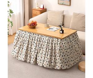HARELA Conjunto de Mesa Kotatsu Japonesa con Calefactor y Manta, Mesa calefactora Plegable de bambú, Escritorio con calefacción Estilo japonés para Sala(Light Brown,120cm/47.2in)