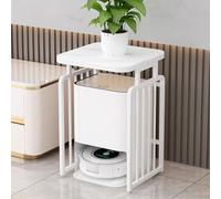 HARELA Gabinete de Soporte para Aspiradora Robot, Armario de Almacenamiento Al Vacío Robot con Ruedas, Estante de Almacenamiento para Doméstico(White,60x65cm/23.6x25.6in)