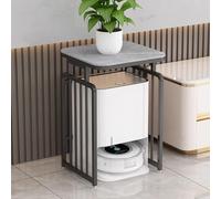 HARELA Gabinete de Soporte para Aspiradora Robot, Armario de Almacenamiento Al Vacío Robot con Ruedas, Estante de Almacenamiento para Doméstico(Black A,50x65cm/19.7x25.6in)