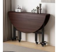 HARELA Genérico Mesa de Comedor Plegable Redonda Moderna, Folding Dining Table con 6 Ruedas, para Salón y Espacios pequeños, Ahorro de Espacio(Black Walnut Grain,120cm/47in)