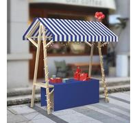 HARELA Genérico Puesto de Mercado con Toldo, Carrito de Comida callejera de Madera, Puestos Plegables for ferias de artesanías, mercados callejeros y ferias de artesanía(Blue B,150cm/59in)