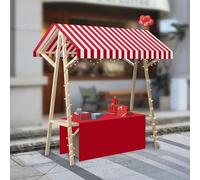 HARELA Genérico Puesto de Mercado con Toldo, Carrito de Comida callejera de Madera, Puestos Plegables for ferias de artesanías, mercados callejeros y ferias de artesanía(Red B,150cm/59in)