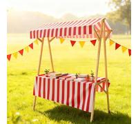 HARELA Genérico Puesto De Mercado con Toldo, Carrito de Comida callejera de Madera, Puestos Plegables, para Venta De Alimentos para Puestos Callejeros, Ferias De Artesanía(Red B,150cm/59in)