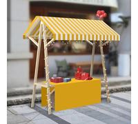HARELA Genérico Puesto de Mercado con Toldo, Carrito de Comida callejera de Madera, Puestos Plegables for ferias de artesanías, mercados callejeros y ferias de artesanía(Yellow B,150cm/59in)